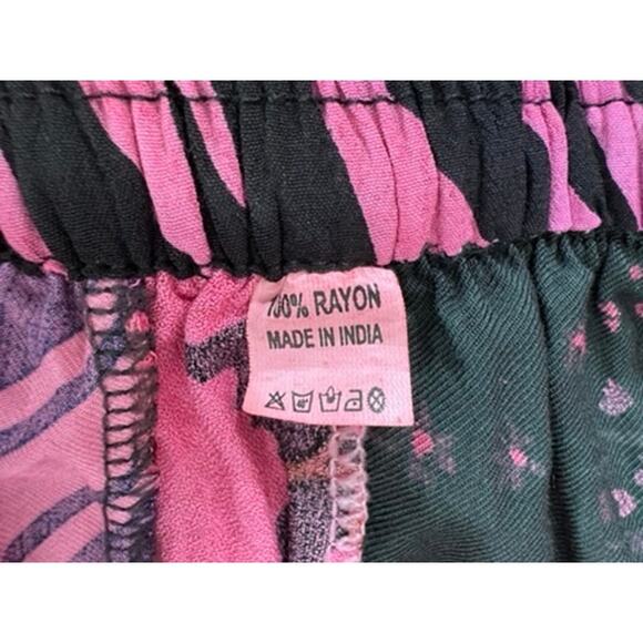 Patchwork Pants, Boho, Gypsy, Elastic Waist, Side Pockets, Multicolor, Artsy - Picture 5 of 9